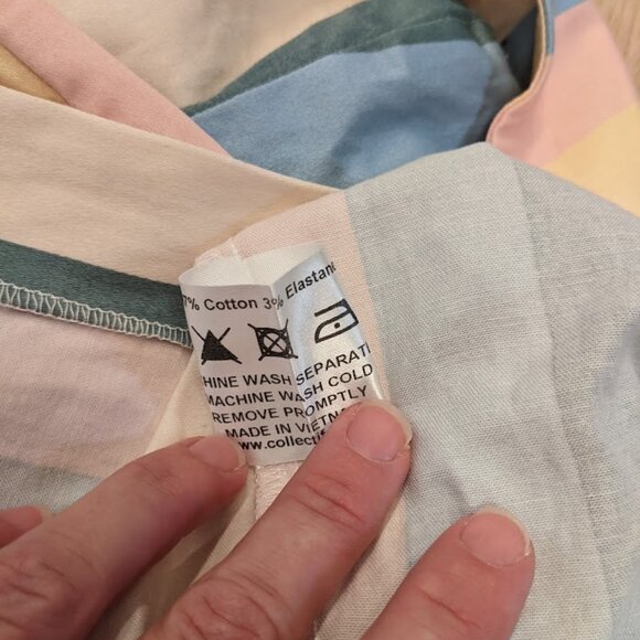 Collectif Sz S/US 6 Rainbow Stripe 50s Pinup Retro Rockabilly Pencil Dress - Picture 15 of 15